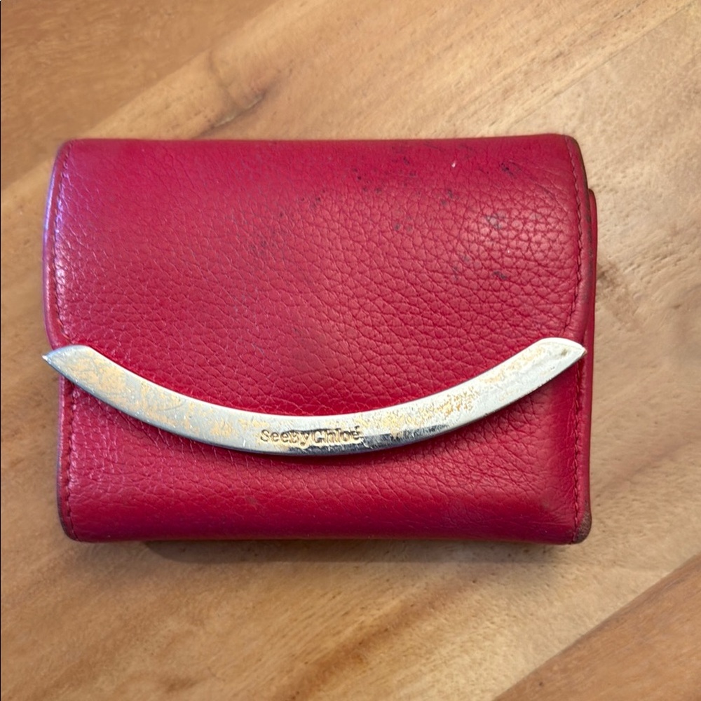 See By Chloe Red Leather Wallet with Textured Finish